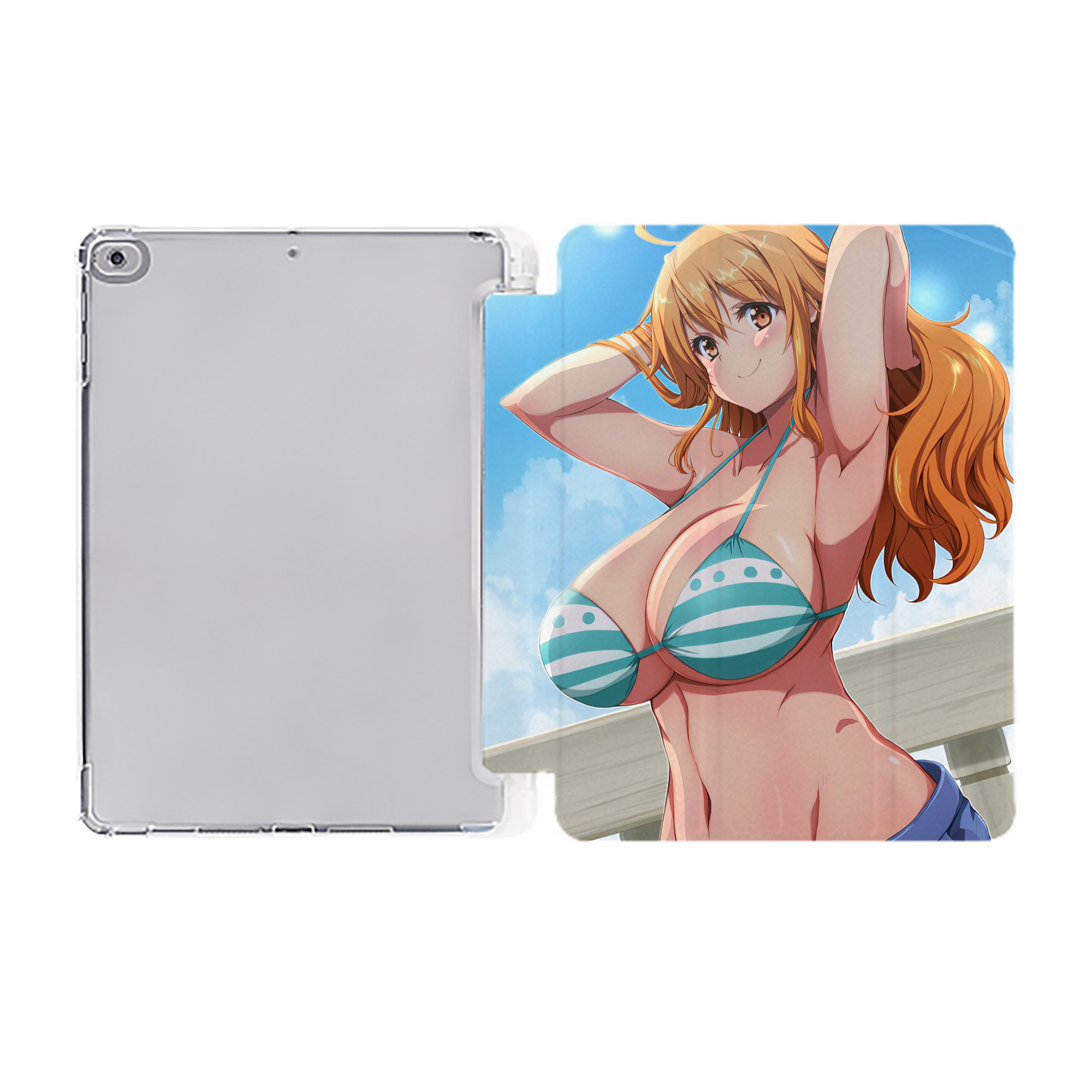 （画像用） ワンピース ONE PIECE IPad ケース ペン収納付き 三つ折りスタンド PUレザー×シリコン 対応機種9.5/10.5/10.9インチ
